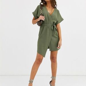 ASOS Green Wrap Mini Dress